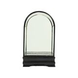 Small ancient chinese bell jar display curved glass black wooden base 21cm