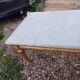 Louis XVI style coffee table in old gilded wood with marble top