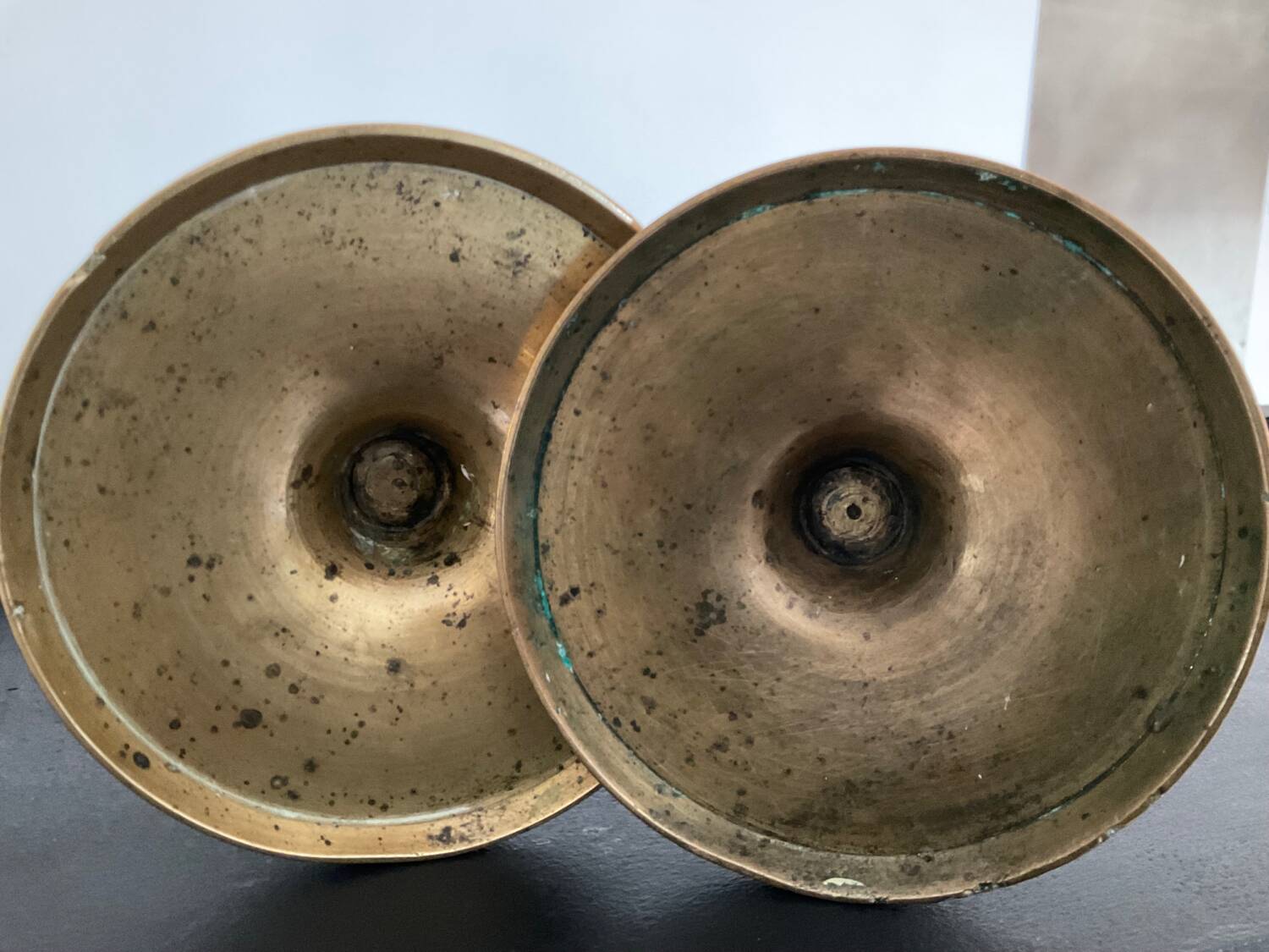 Pair of old bronze candlesticks