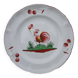 Ancienne Assiette Coq en Faïence - St Clément France
