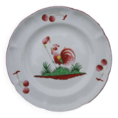 Old Earthenware Rooster Plate - St Clément France