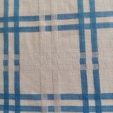 Nappe damassée blanche et bleue et 6 serviettes