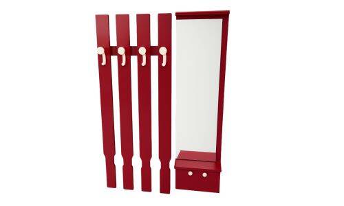 Vintage Wall-Mounted Coat Rack with Mirror and Drawer, 1960s, Czechoslovaki