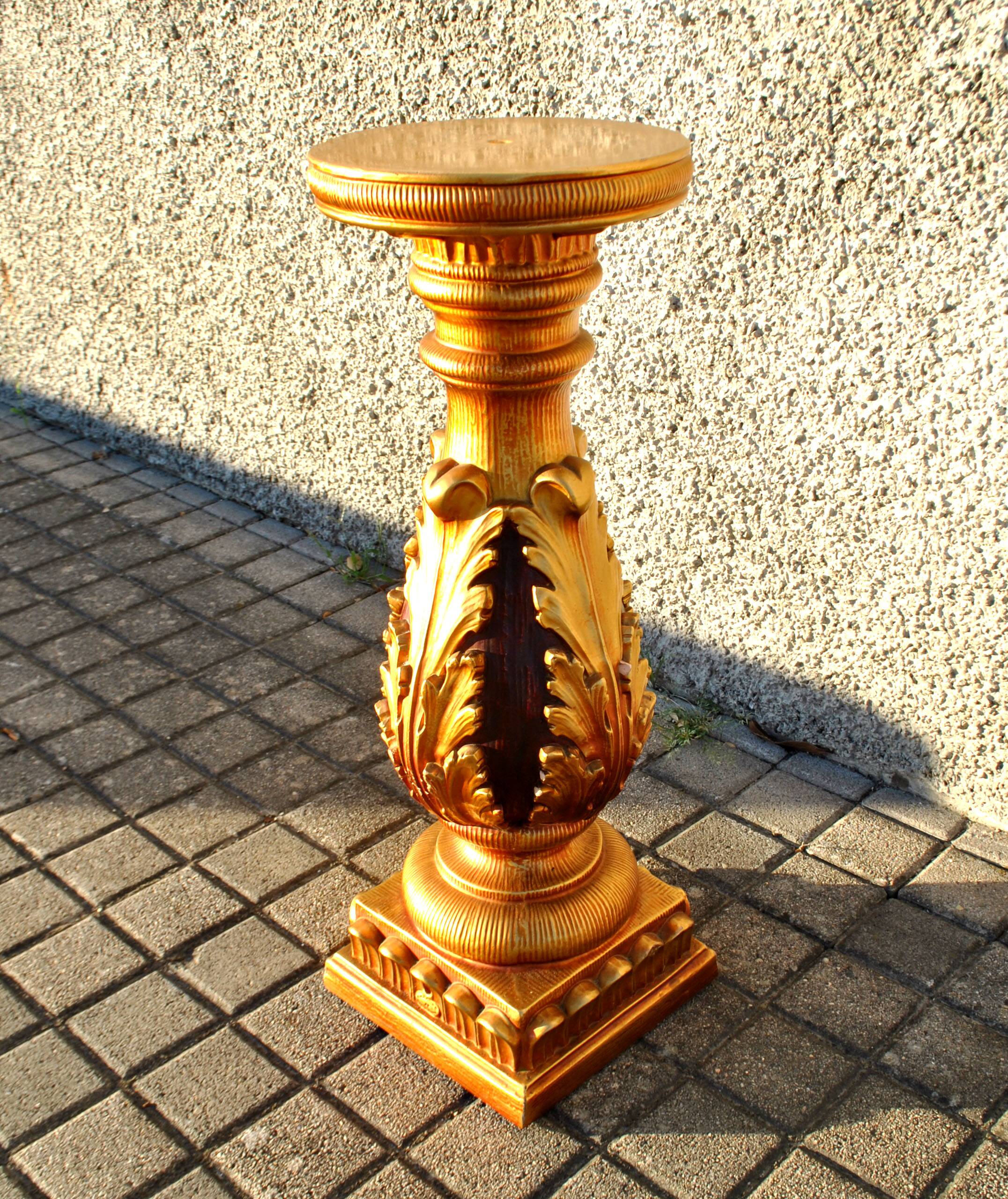 Decorative plaster column - gold lamp base - Creation JP France