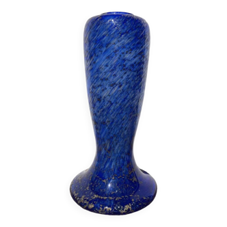 Large Clichy blue speckled glass vase