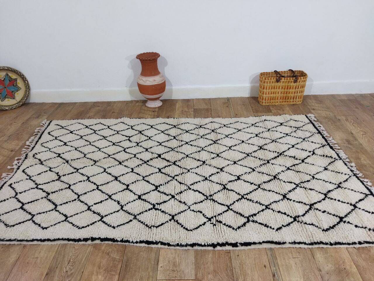 Handmade wool Berber rug 220 X 130 CM