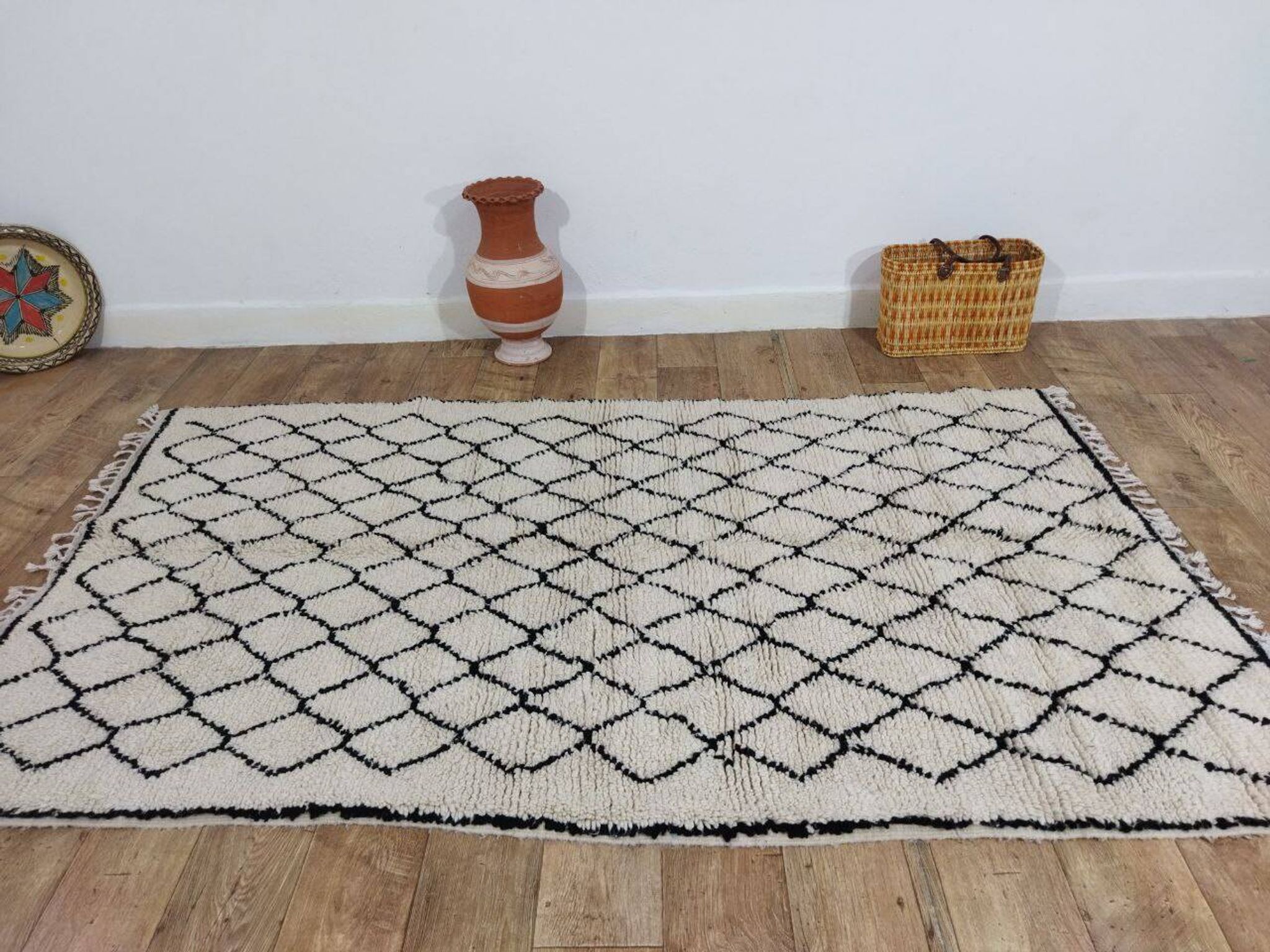 Handmade wool Berber rug 220 X 130 CM