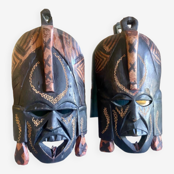 Paire de masques africaines en bois