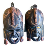 Paire de masques africaines en bois