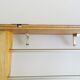 Wall coat rack with hat rack made of teak and gold metal,