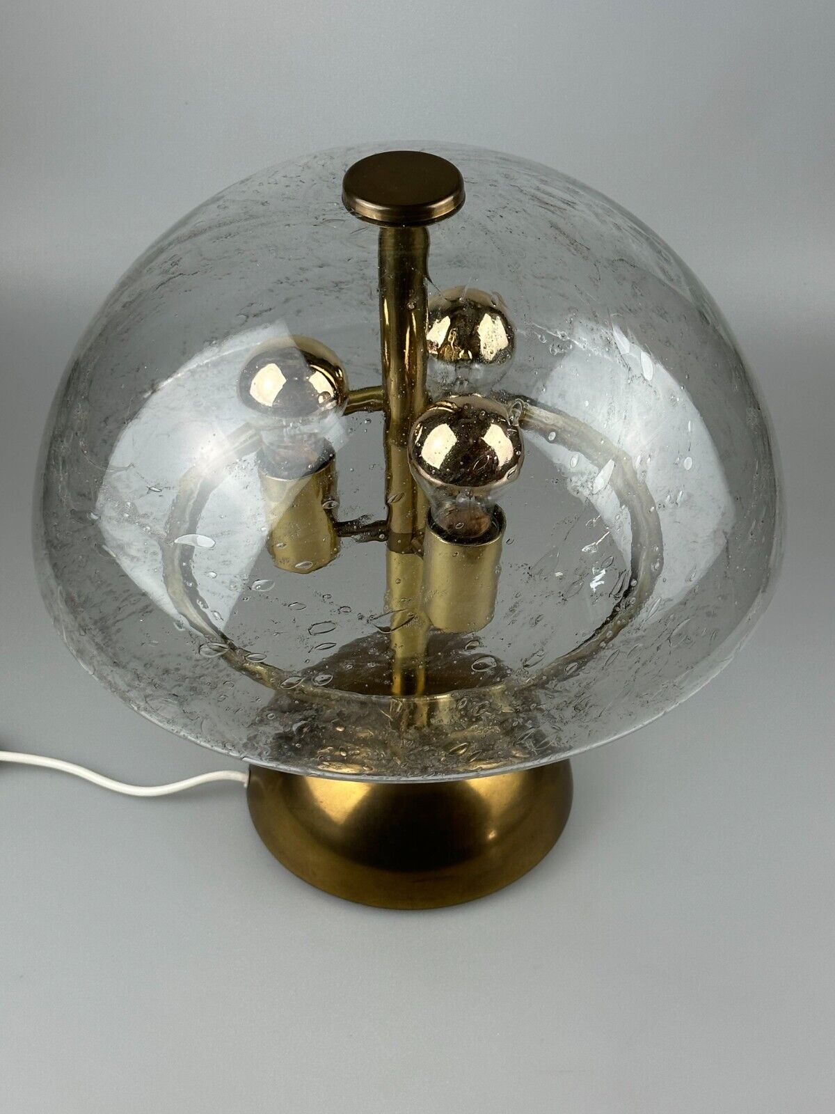 60s 70s table lamp by Doria Leuchten Germany glass brass Space Age