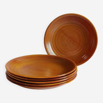 Lot de 6 assiettes à dessert arcopal marron