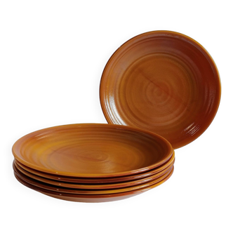 Lot de 6 assiettes à dessert arcopal marron