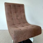 Fauteuil vintage pivotant en suède marron-esprit design années 60/70s