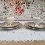 Head to head in porcelain Bavaria 6 pieces floral decoration and gilding