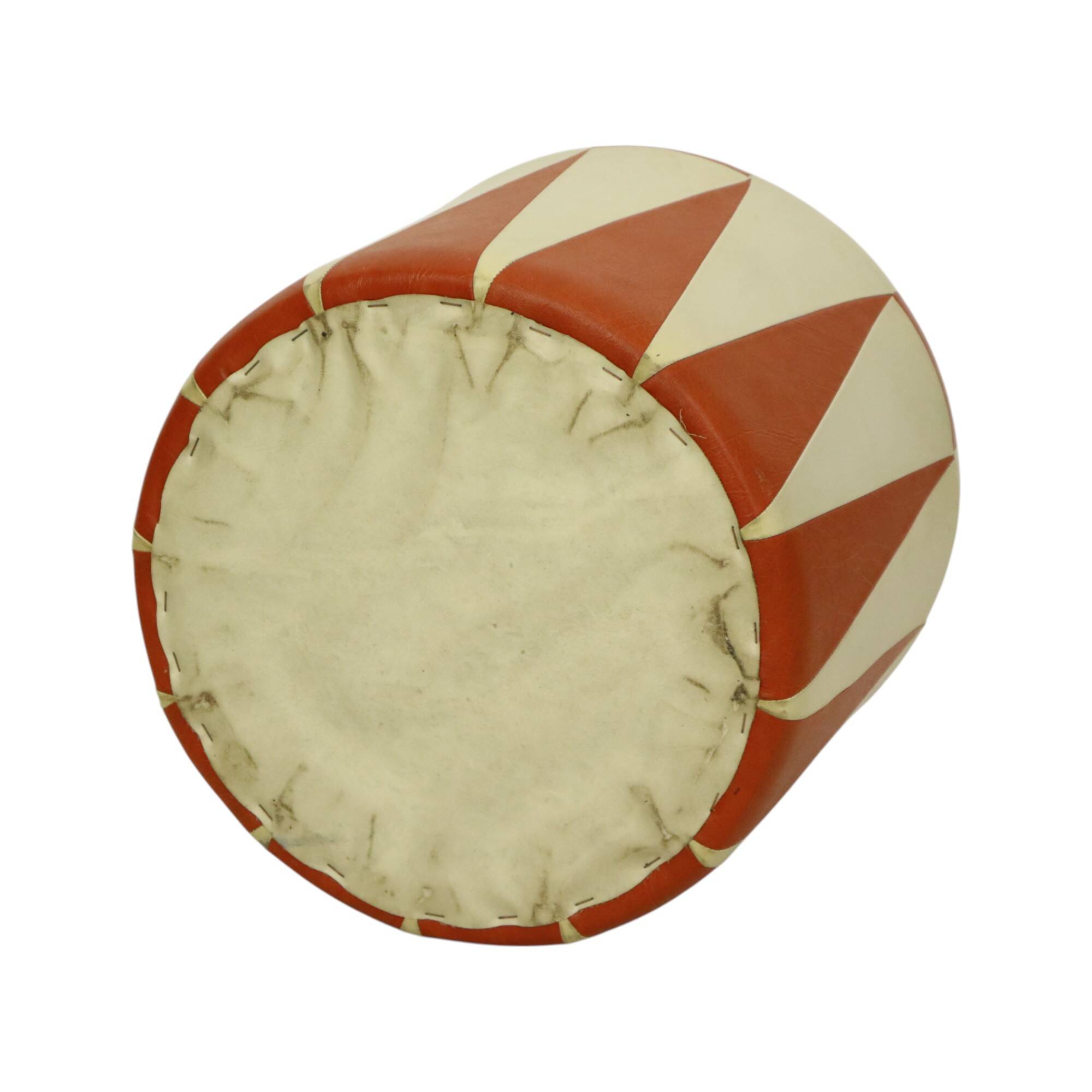 Round Vintage Pouf Orange Cream Two-Tone Skai Sixties