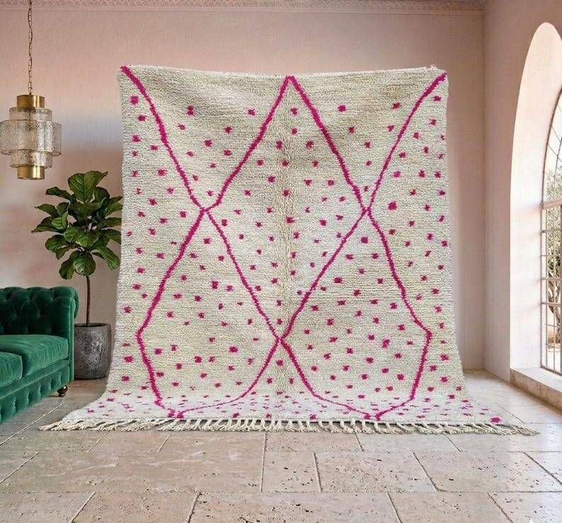 Tapis berbère en laine pure fait main traditionnelle taille 150/250 cm