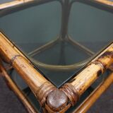 Rattan side table with smoked glass tops
