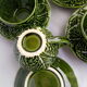 Quatuor de tasses en barbotine feuille de chou