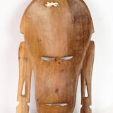 African Mask Hand Carved In Light Wood From West Africa