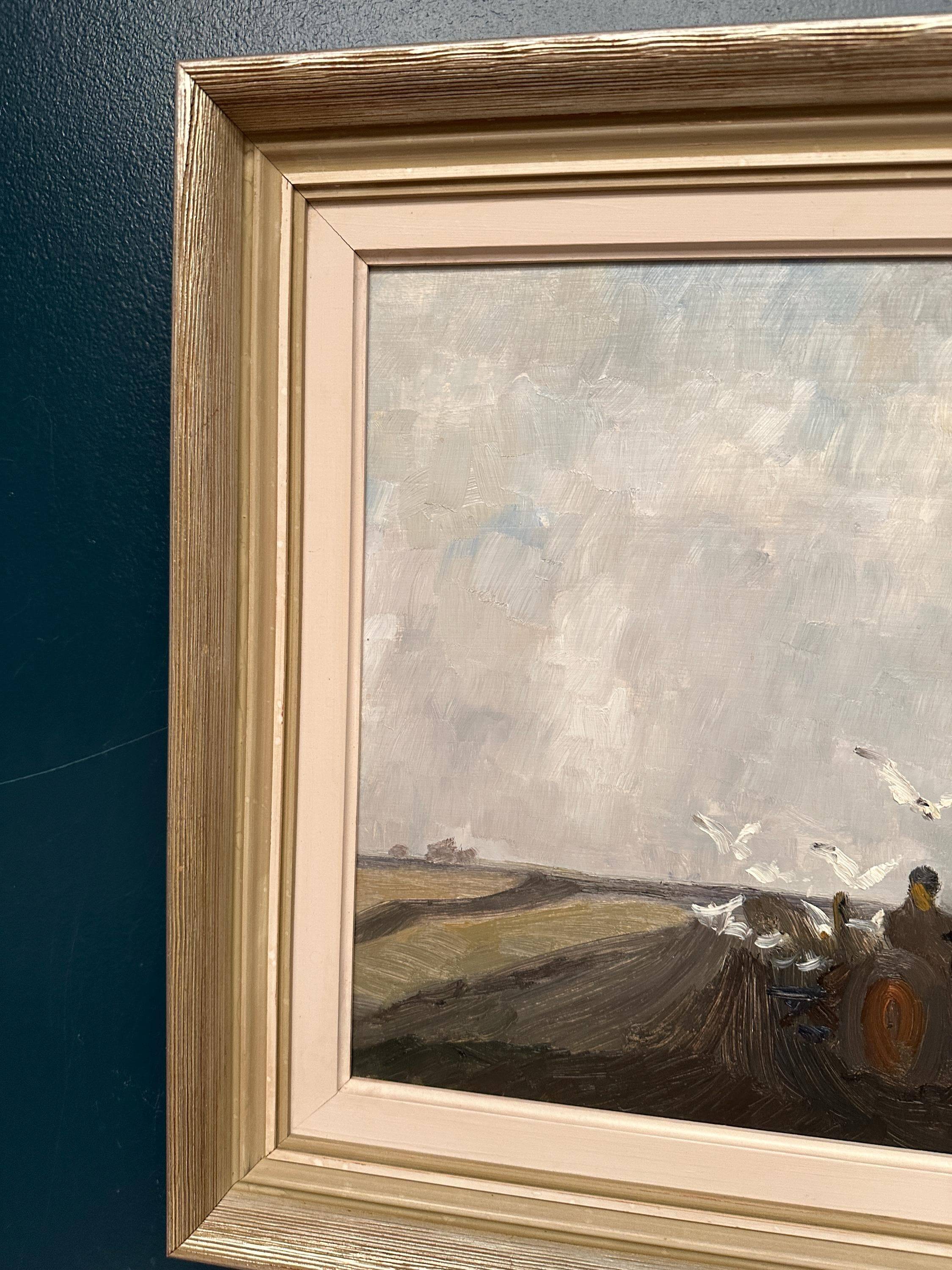 Original Mid Century Swedish Oil on Canvas – Tractor by Evert Färhm