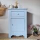 Handcrafted blue chest of drawers.