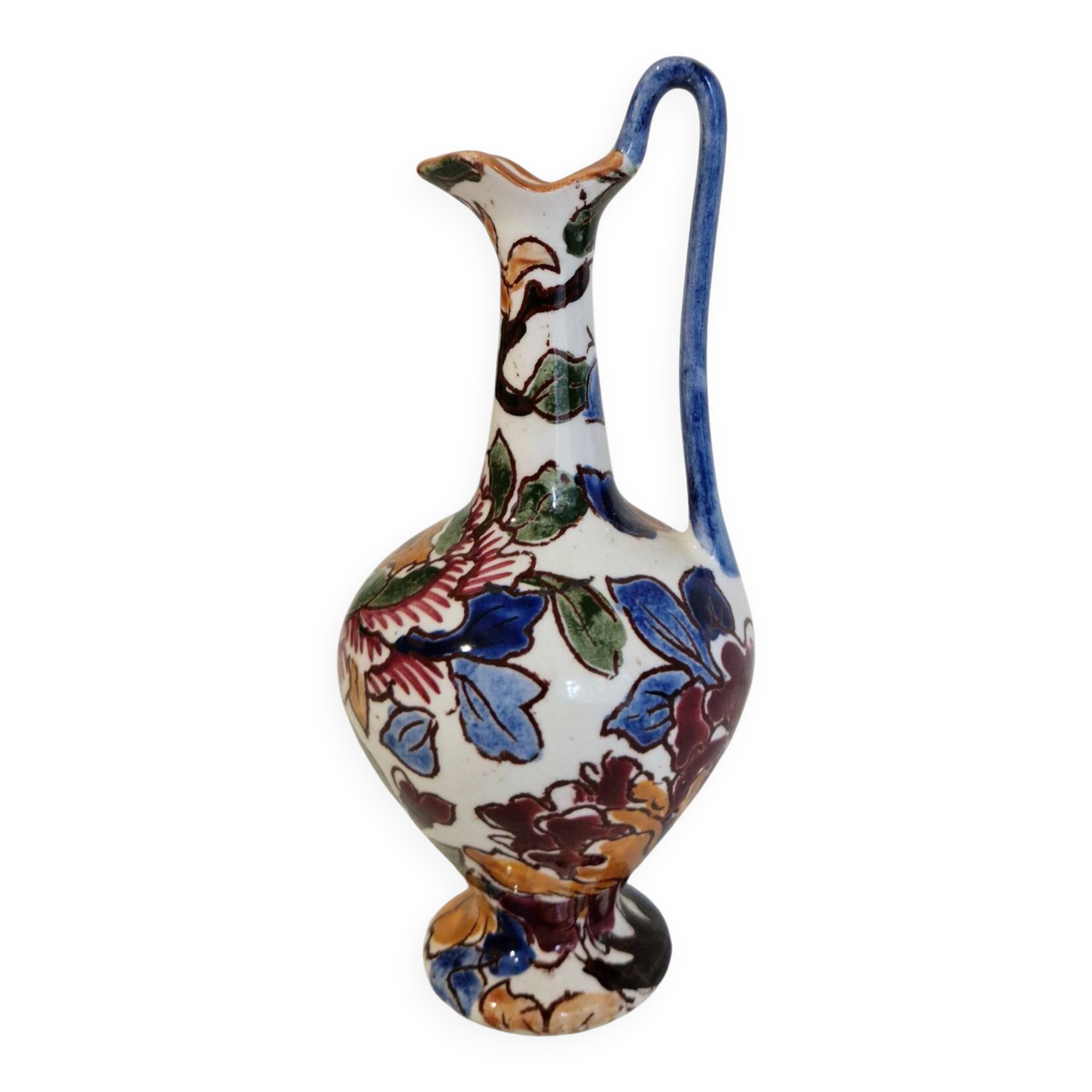 Faïence de Gien Aiguière miniature Renaissance peinte à la main Vers 1970