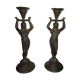 Pair of antique Egyptian-style spelter torches.