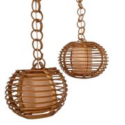 Mid-Century Globe Pendant Lamps, Bamboo & Rattan, c. 1960s