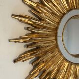 Sun mirror in golden resin 50cm