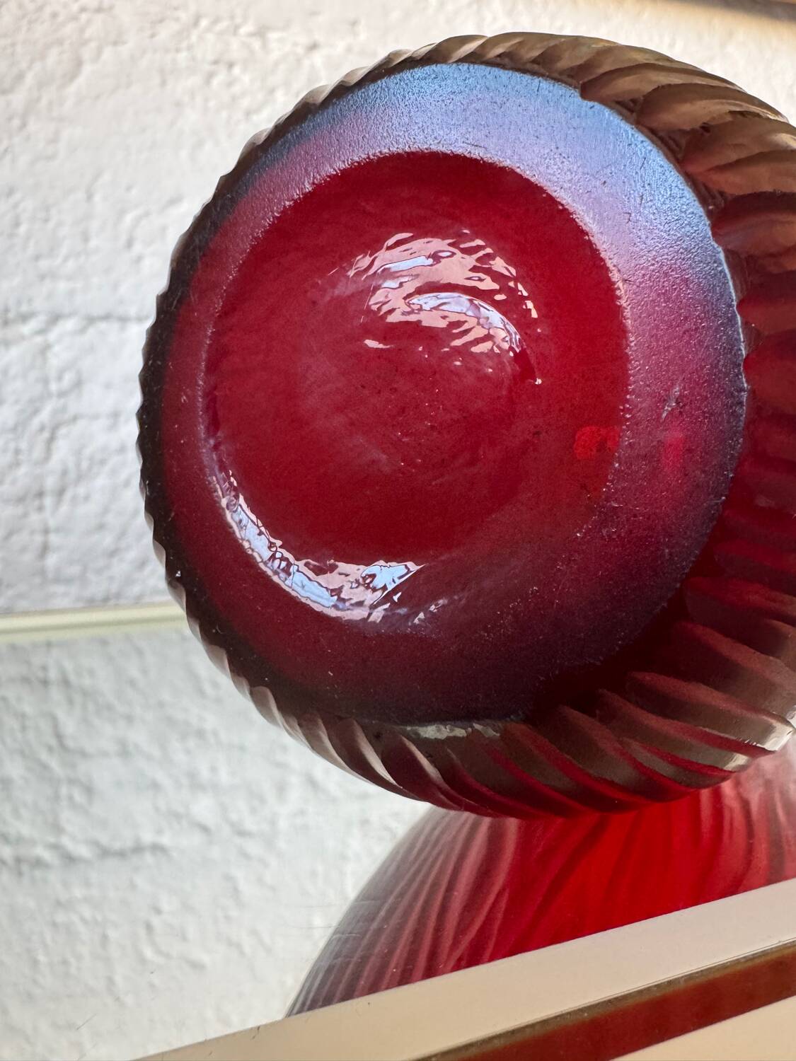 Art Deco style red glass vase