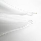 50s brass chandelier with white and transparent Murano glasses Franco Luce