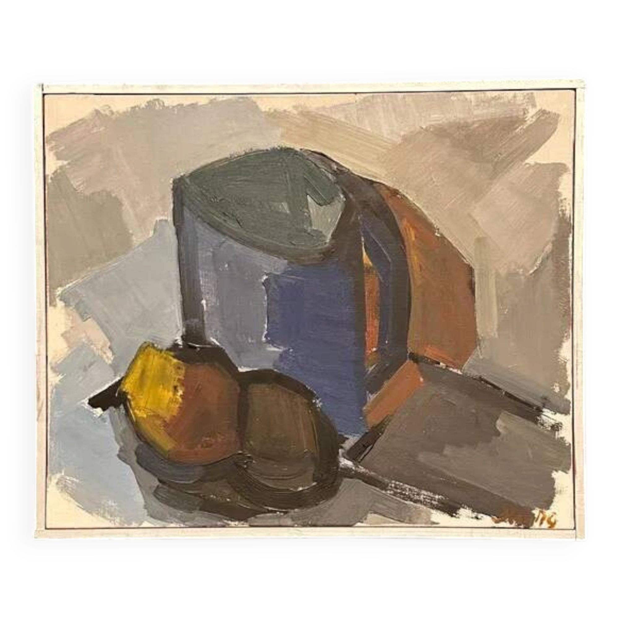 Original Swedish Oil on Canvas – “Blue Jug” by Stig Delang – Signed – Vintage & Framed