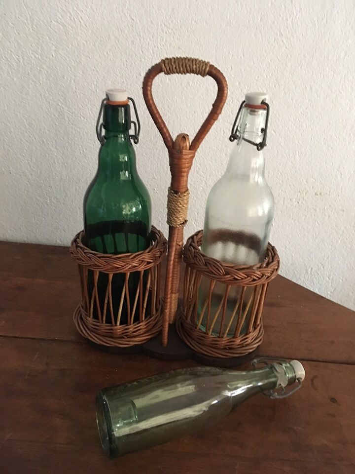 Door - wicker bottle rope and wood