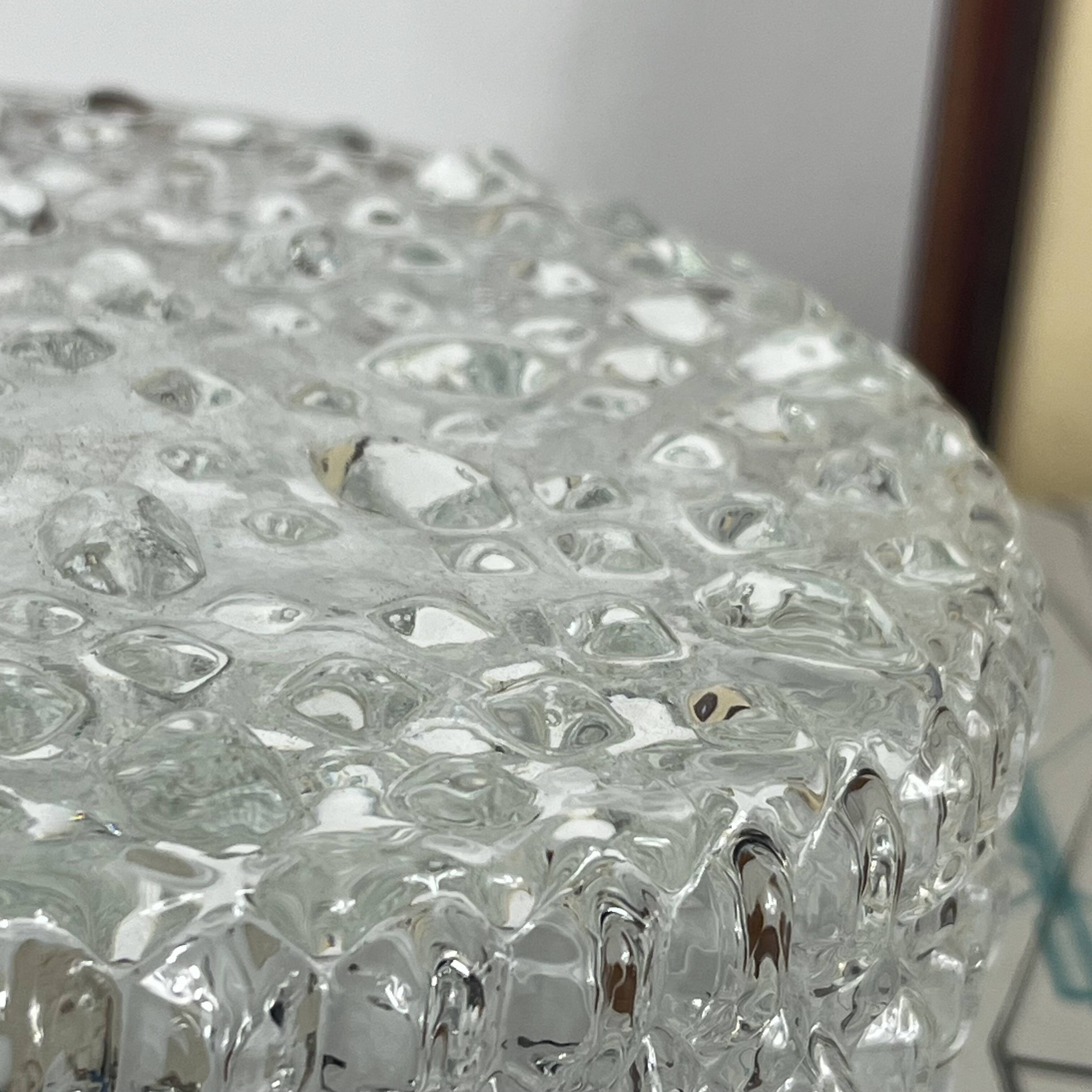 Small round wall lamp ceiling light in glass vintage diamond point