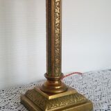 Lampe de table bronze et laiton, décor floral feuilles de vigne