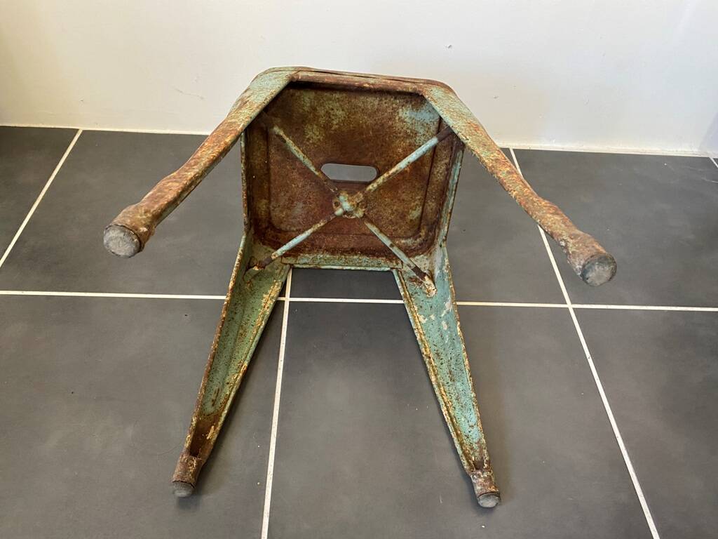 Authentic vintage industrial tolix metal stool by Xavier Pauchard 1950 n1