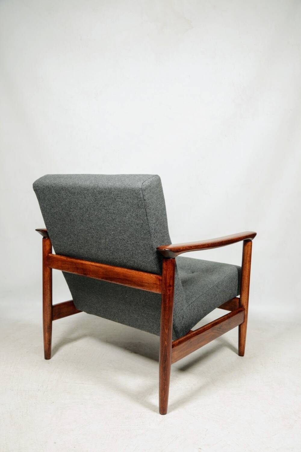Scandinavian armchair in teak and gray fabric by E.Homa, 1960