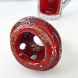 Vintage ceramic terracotta glazed candle holder - 1970s