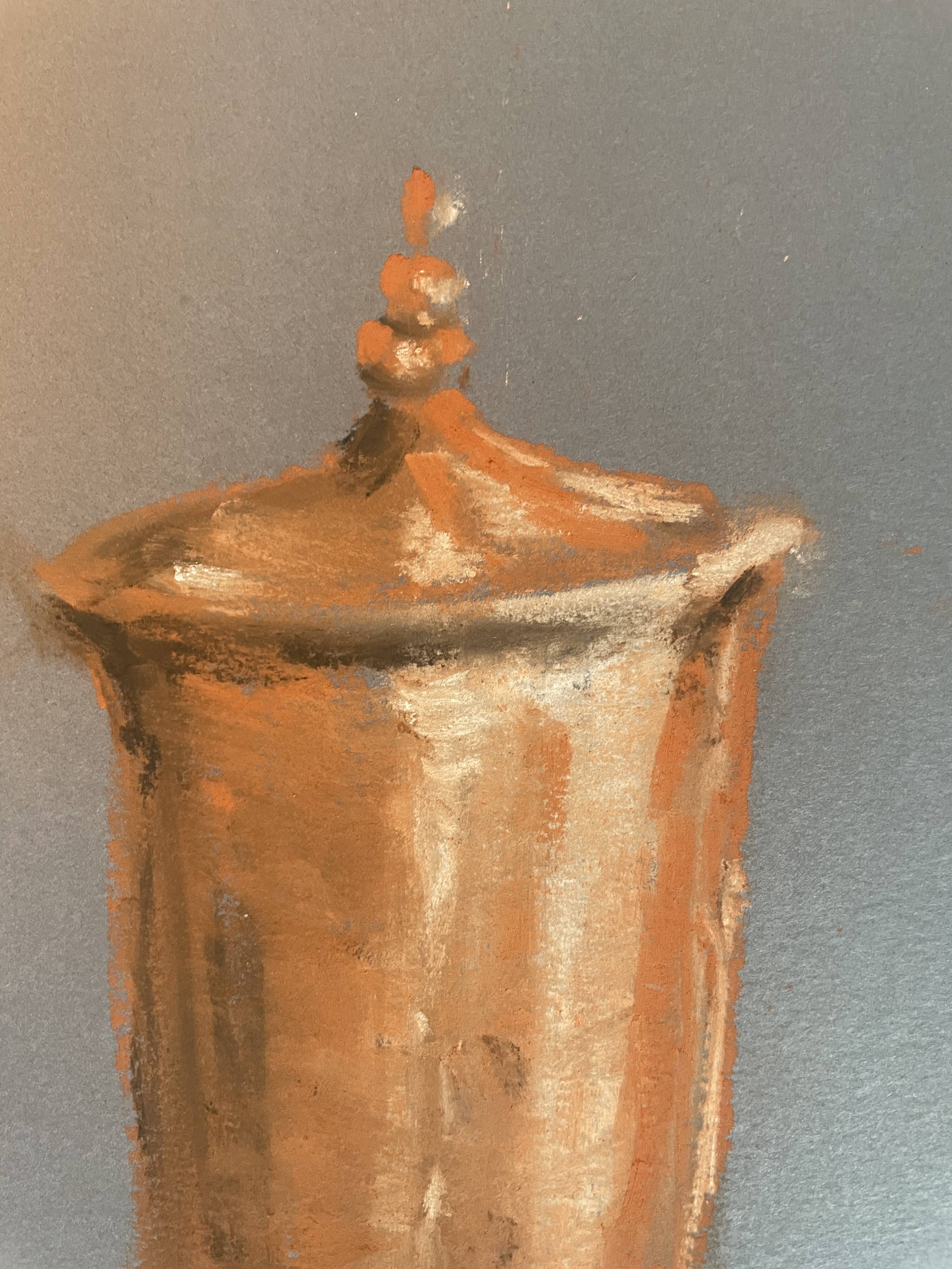 Signed painting Pastel terracotta "the terracotta jar" indigo paper