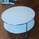 Table basse STRIND par Ehlen Johansson pour IKEA, verre opalin et chrome