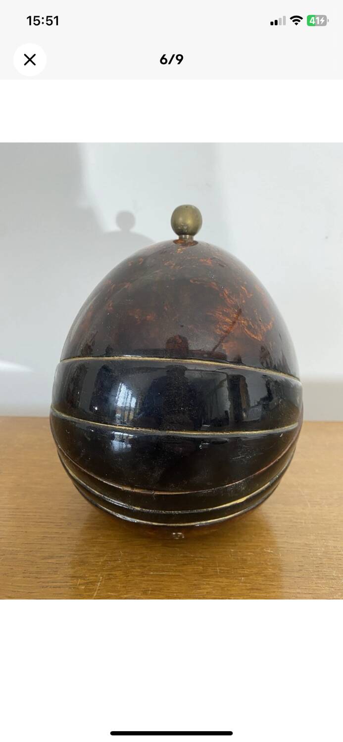 Antique Coconut Ice Bucket 50s Vintage