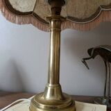 chic retro lamp in gold brass, pagoda lampshade imitation leather