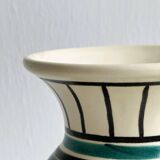 Vase céramique ancienne fait main, ornements géométriques style Punter.
