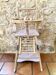 Vintage high chair for children, wood and mauve
