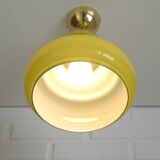 Vintage Avocado Green Glass Pendant Lamp / Yugoslavia 1970's
