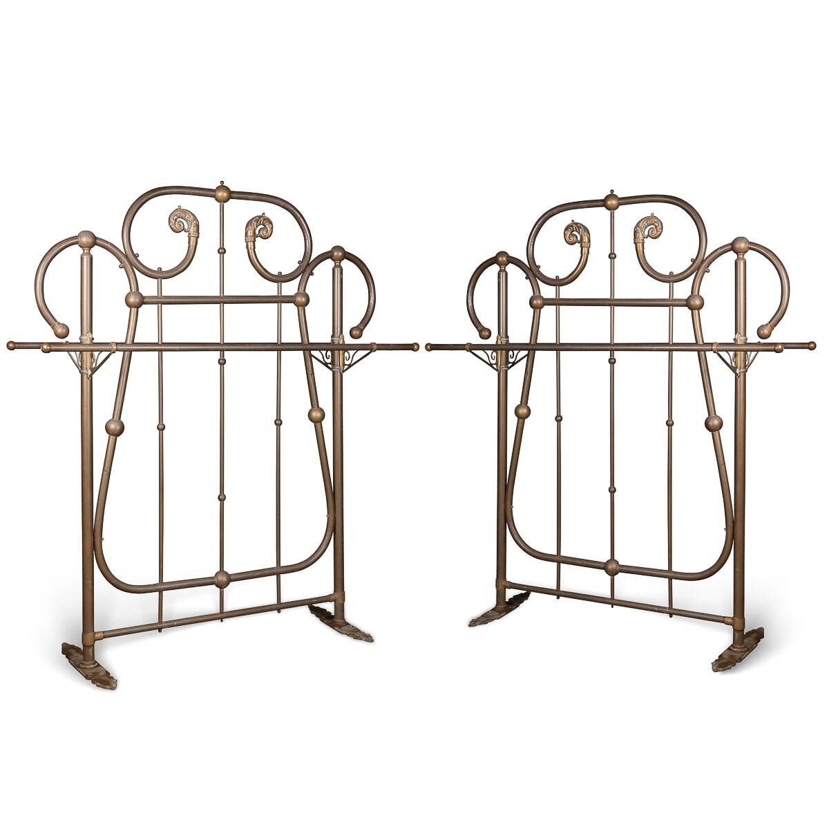 Antique 19thc victorian pair of brass coat stands c.1890