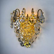 Kinkeldey XL 5-tier cut crystal wall sconce, gilt brass, Germany, 1970s