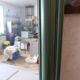 Miroir rectangulaire vert foncé à patine noire
