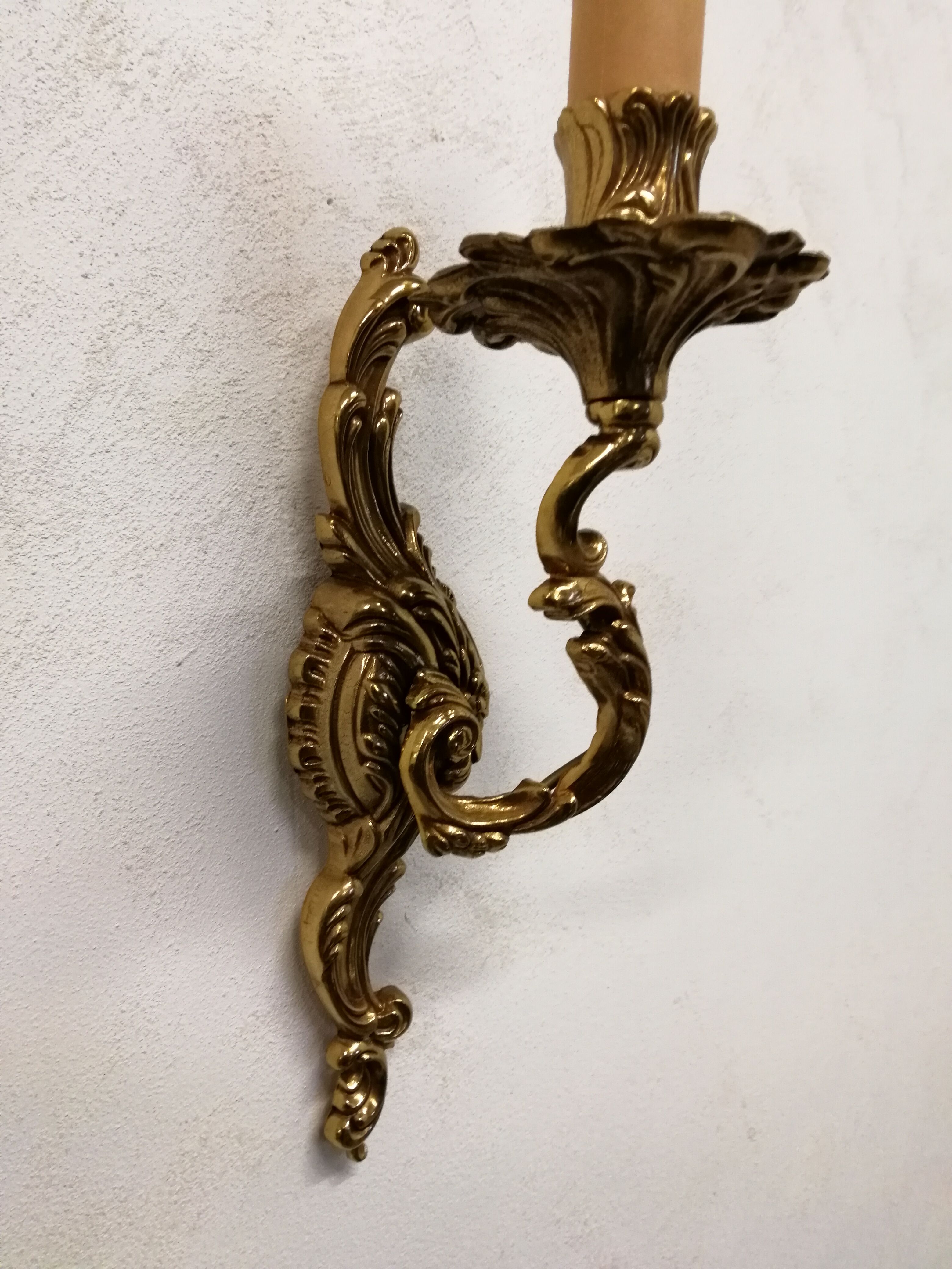 Pair of bronze wall lamps